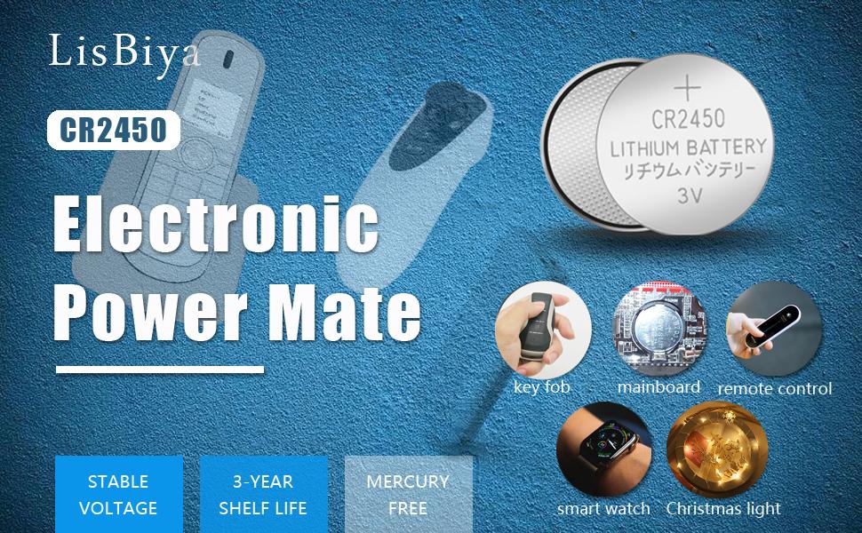 CR2450 Lithium Battery 3 Volt 600 mAh Coin Button Cell 100 Pack