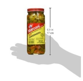 Marconi Hot Giardiniera, Chicago Style Vegetable Mix with Peppers, Carrots, Cauliflower, Celery Gherkins, Bulk Jar, 16oz, (2pack)