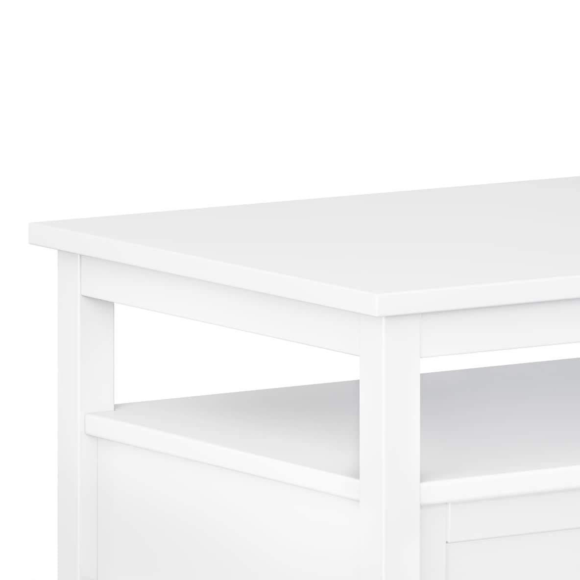 SIMPLIHOME Warm Shaker Coffee Table - 48 inch Wide Solid Wood Coffee Table in Black, Transitional Living Room Table with 2 Drawers, Open Shelf, Shaker Fronts and Tapered Legs