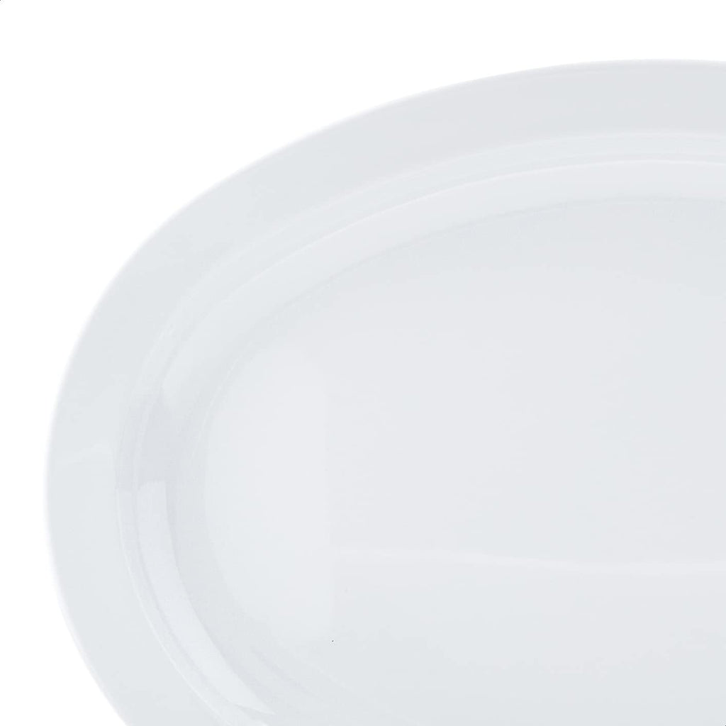 Amazon Basics Melamine Oval Serving Platter for Restaurants and Home, Dishwasher Safe, BPA Free, Break and Crack Resistant, Narrow Rim, 13" x 9.75", White, 6-Piece Set