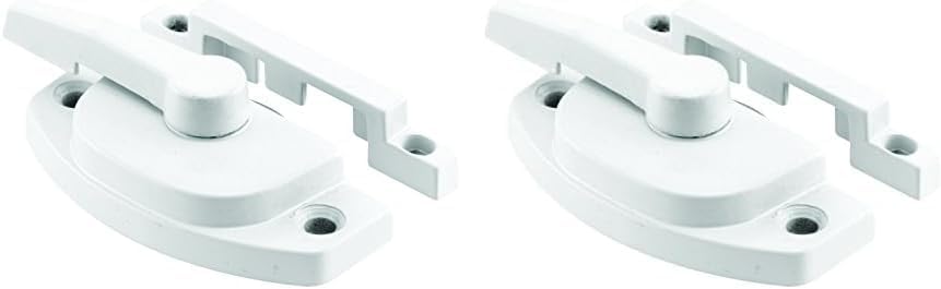 Prime-Line F 2588 Sash Lock, 2-1/16 in. Hole Centers, Fits Single and Double Hung Vinyl Windows, Diecast, White, (Single Pack) (Pack of 2)