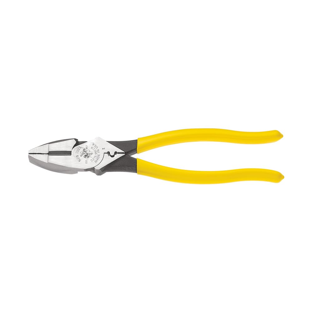 Klein Tools D213-9NETH Lineman's Bolt-Thread Holding Pliers, High-Leverage Streamline Design with Rounded Nose and Knurled Jaw, 9-Inch