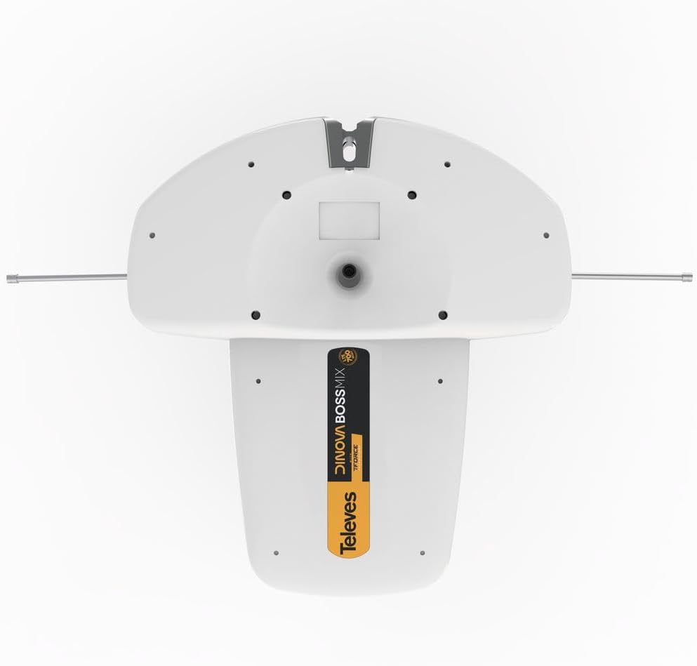 Televes DiNova Boss Mix 144286 Attic/Outdoor HDTV Antenna – Smart UHF/VHF TV Antenna with Built-in Signal Amplification and FM/LTE/4G/5G Filtering, up to 50 Mile Range – Made in Spain