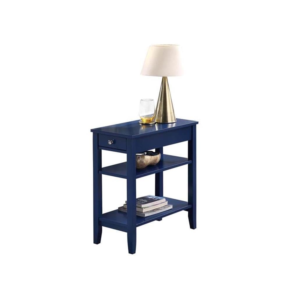 Convenience Concepts American Heritage Chairside End Table with Drawer 23.5" - Classic Living Room Table with Storage Shelf, Bedroom Nightstand, Black