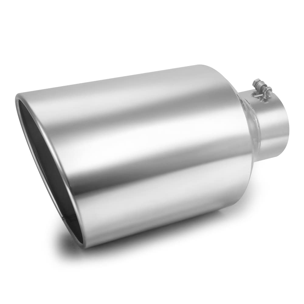 LCGP 5" Inlet Exhaust Tip, 6" Outlet 15" Long Bolt On Stainless Steel Diesel Exhaust Tailpipe Black