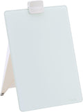 Quartet Dry Erase White Board 9"W x 11"H Desktop Glass Pad with Removable Clip and Marker, White (GDE119)