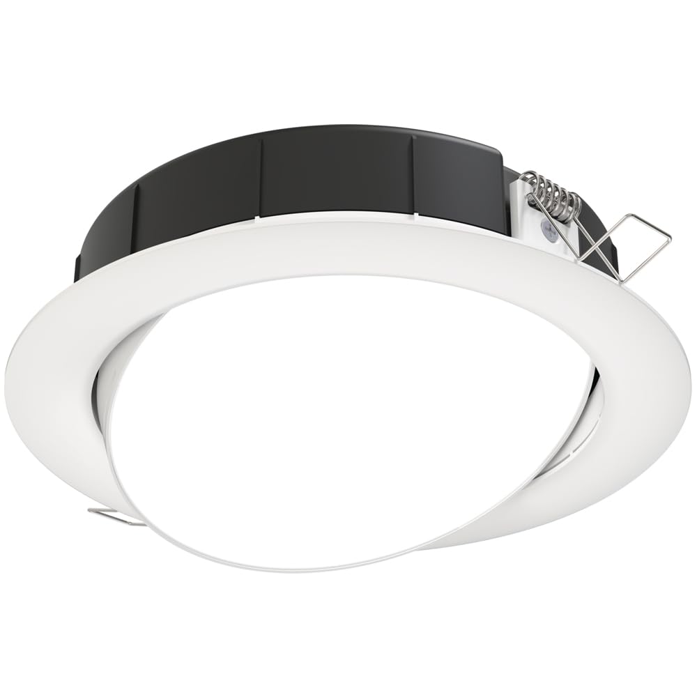 Juno LED Shower Light, Adjustable 4 Inch Wafer Downlight, Switchable Color Temperature 2700K/3000K/3500K/4000K/5000K, 90+ CRI, Matte White, 4-Inch