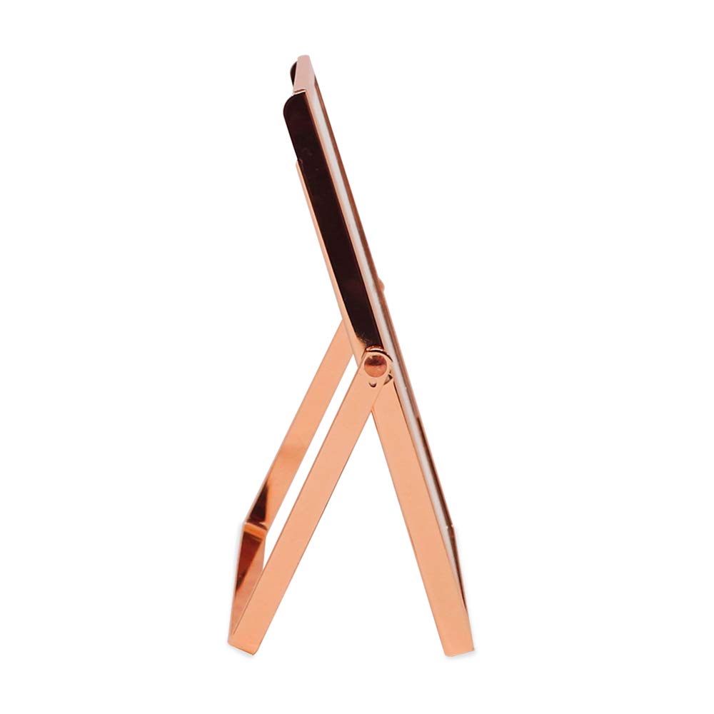 Laura Ashley 2x3 Rose Gold Flat Metal Picture Frame (Vertical) with Pull-Out Easel Stand, Made for Tabletop, Counterspace, Shelf and Desk (2x3, Rose Gold)