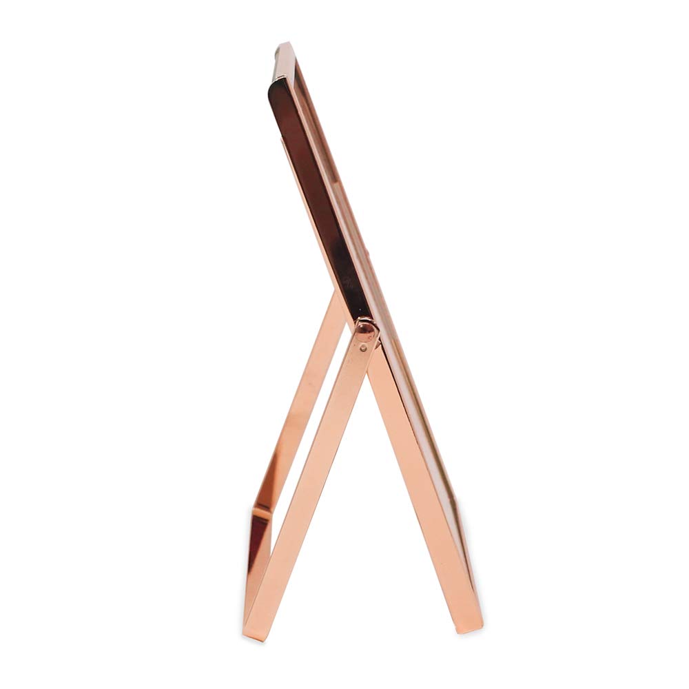 Laura Ashley 2x3 Rose Gold Flat Metal Picture Frame (Vertical) with Pull-Out Easel Stand, Made for Tabletop, Counterspace, Shelf and Desk (2x3, Rose Gold)