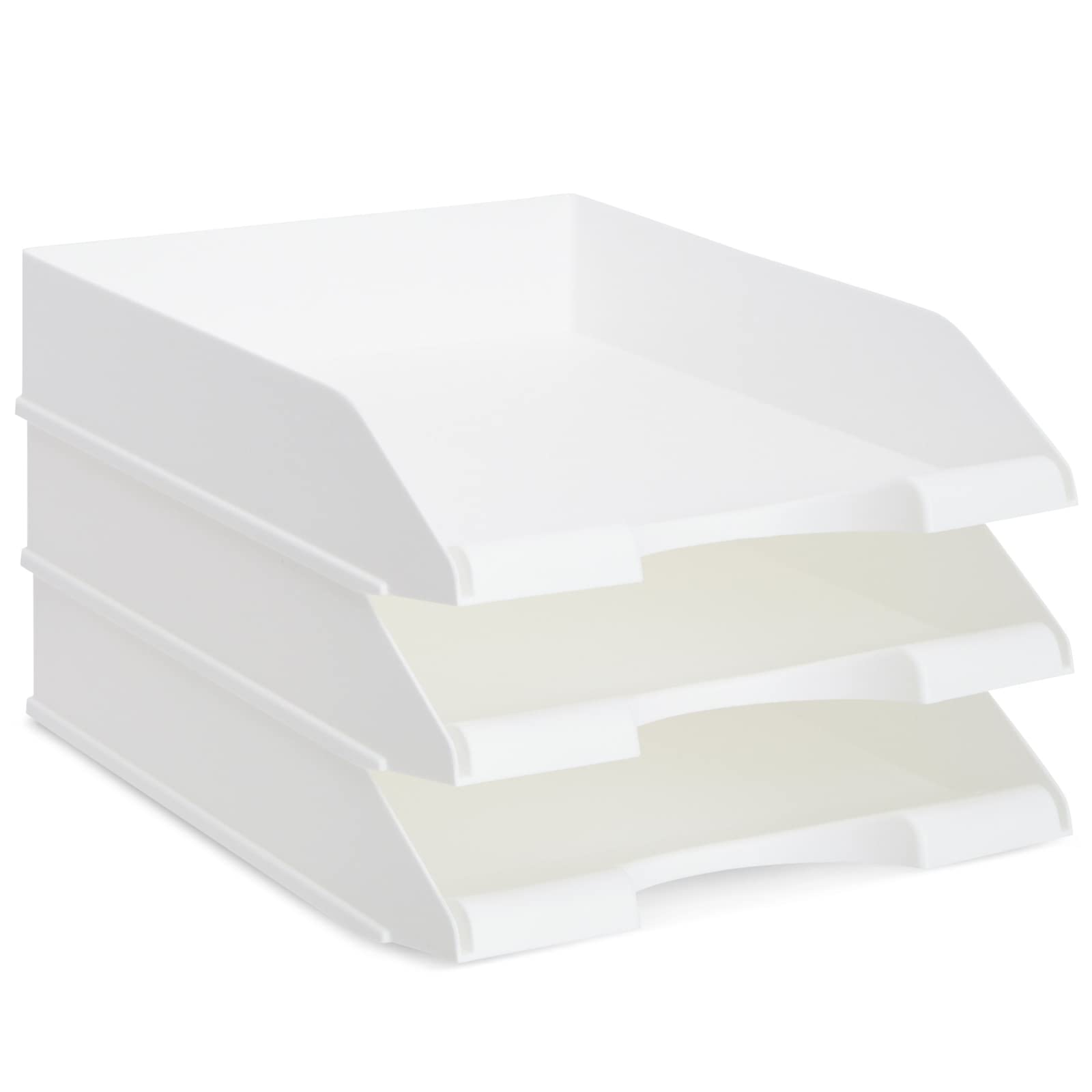 Stockroom Plus Letter Tray - Stackable Desk Organizer Trays - Desktop File Organizer - Mail & Document Storage - Pack of 4, Black, 10 x 13.5 x 2.5 in