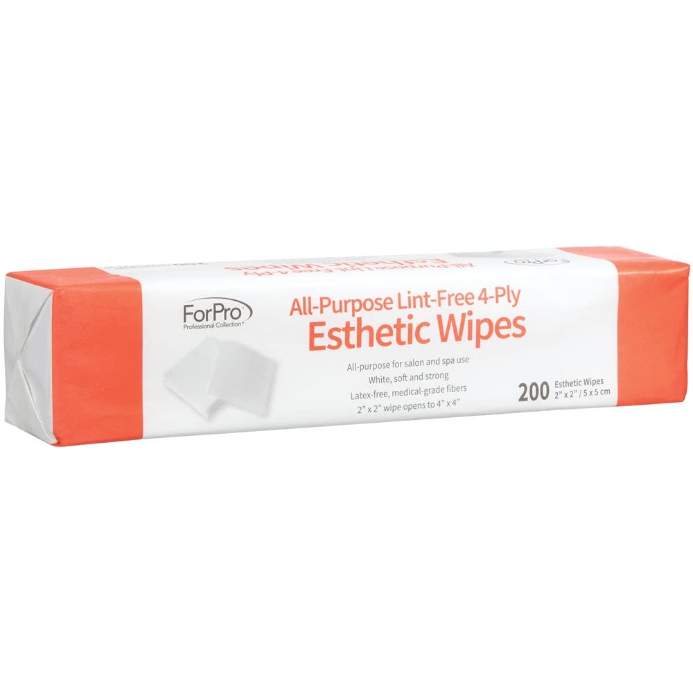 ForPro Professional Collection All-Purpose Lint-Free 4-Ply Esthetic Wipes, for Salon and Spa Use, Soft, Strong and Durable, Latex-Free, 2" x 2", 200-Count