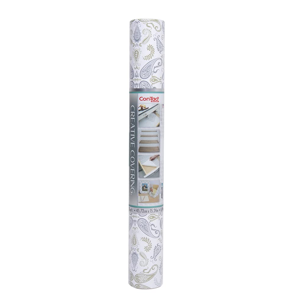 Con-Tact Brand Creative Covering, Self-Adhesive Shelf Liner, Multi-Purpose Vinyl Roll, Easy to Use and Apply, 18'' x 50', Abby Sage