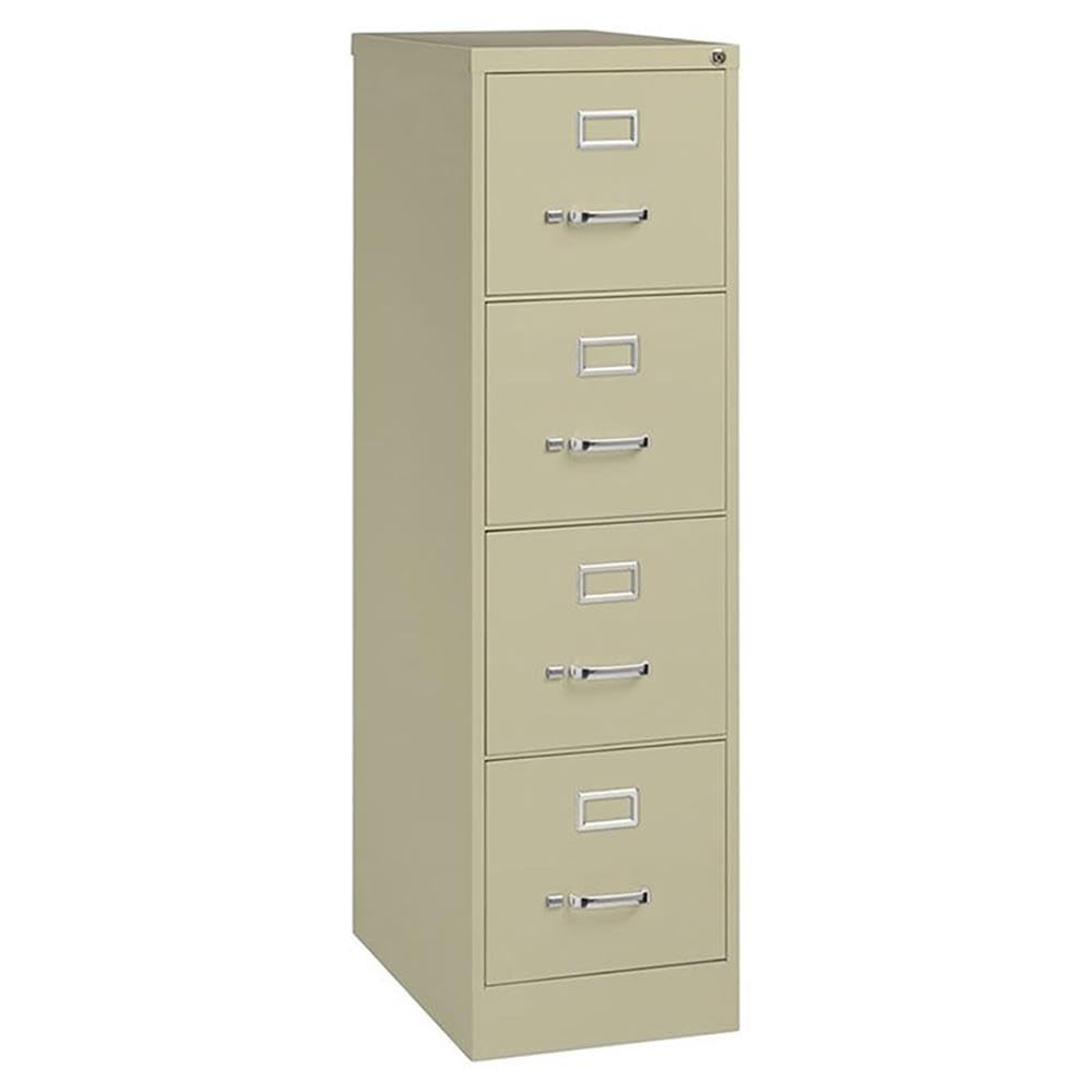 Pemberly Row 4 Drawers 52" Vertical Beige Metal Filing Cabinet Lockable Pre-Assembled Stationary Letter Size for Home, Office