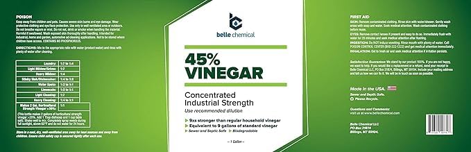 45% Pure Vinegar - Concentrated Industrial Grade (2-Gallons)