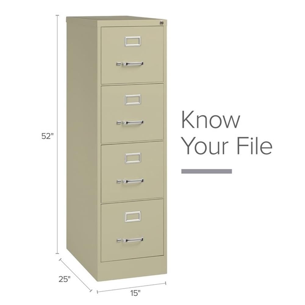 Pemberly Row 4 Drawers 52" Vertical Beige Metal Filing Cabinet Lockable Pre-Assembled Stationary Letter Size for Home, Office