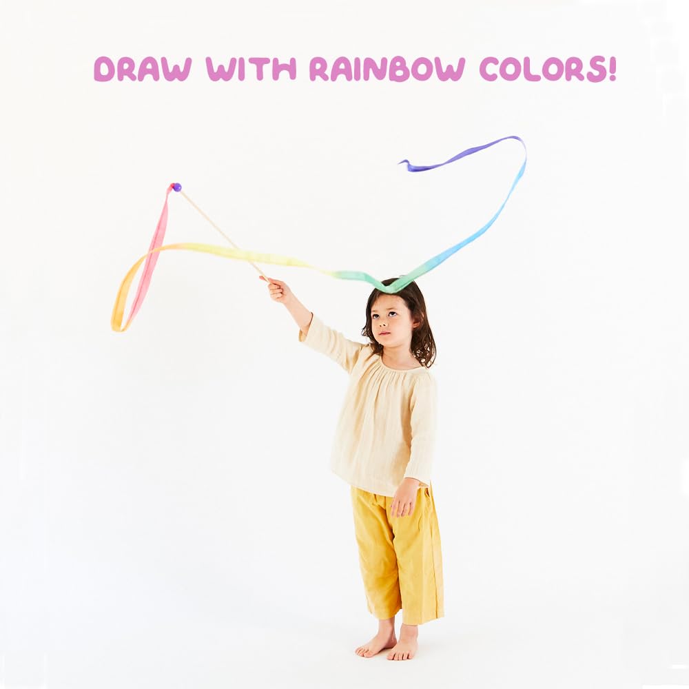 Sarah's Silks Streamer - Ribbon Wand for Kids, Pretend Play, Dance, Baton Stick Twirling, and Gymnastics Party Favors | 100% Silk and Wood Montessori and Waldorf Toys