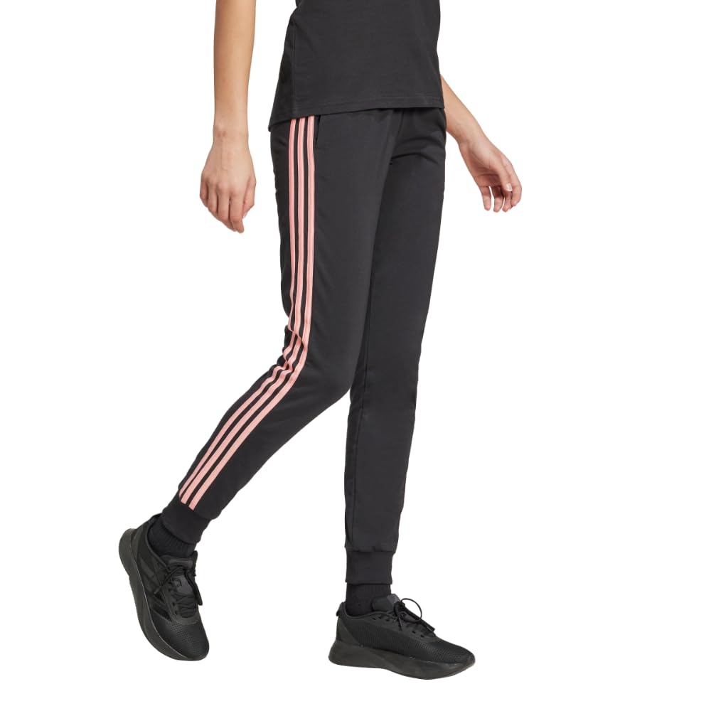 adidas Womens 3-Stripes Drawstring Sweatpants Training Casual - Black