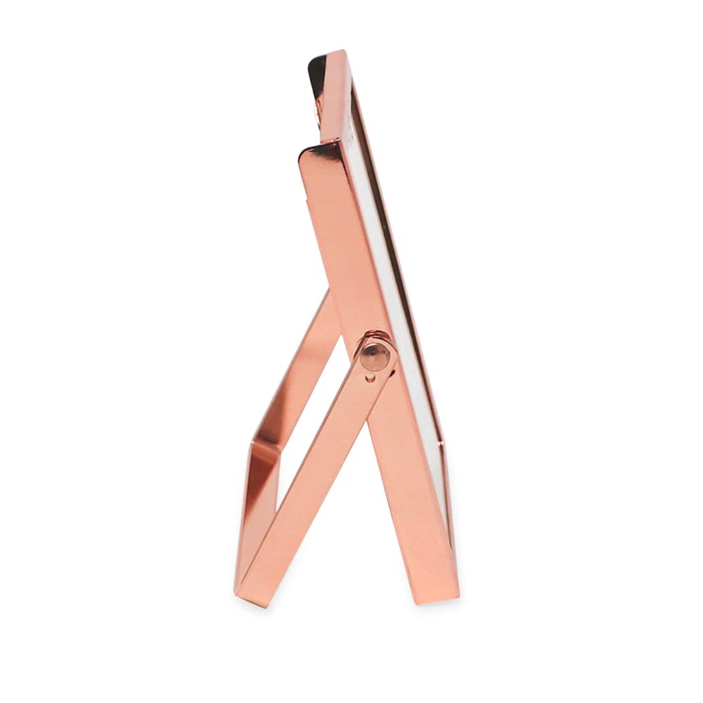 Laura Ashley 2x3 Rose Gold Flat Metal Picture Frame (Vertical) with Pull-Out Easel Stand, Made for Tabletop, Counterspace, Shelf and Desk (2x3, Rose Gold)