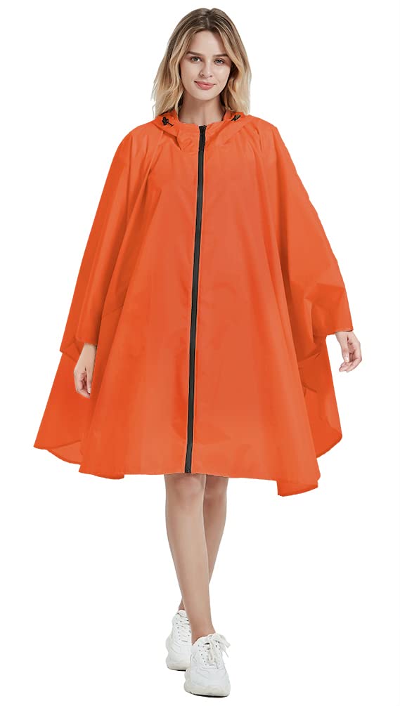 Rain Poncho Jacket Coat Hooded Zipper Style for Women/Men/Adult with Pocket
