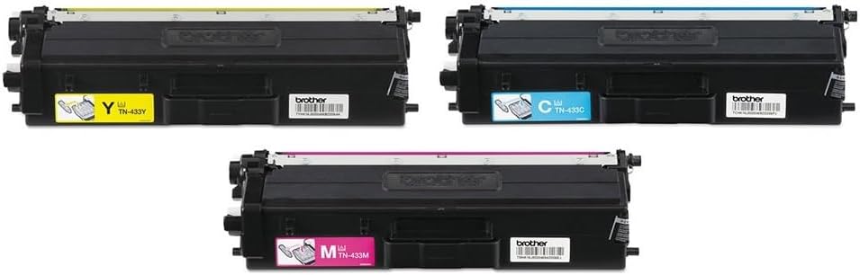 Brother TN433C, TN433M, TN433Y (TN-433C, TN-433M, TN-433Y) Cyan, Magenta and Yellow Color Toner Cartridge Set