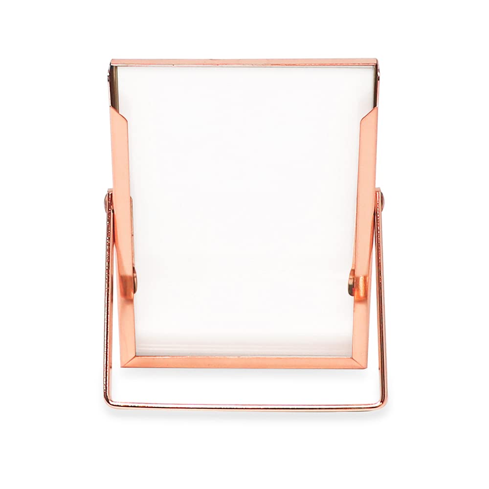 Laura Ashley 2x3 Rose Gold Flat Metal Picture Frame (Vertical) with Pull-Out Easel Stand, Made for Tabletop, Counterspace, Shelf and Desk (2x3, Rose Gold)