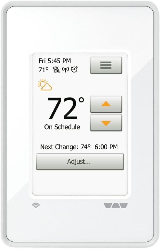 Schluter Ditra-Heat-E-WiFi Programmable Thermostat - Ideal for Home Floor Heating - 3.5” Color Screen, Supports 120V and 240V Cables, Built-in Class A GFCI - DHERT104/BW