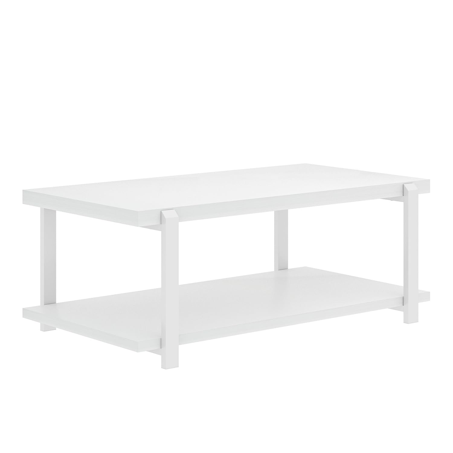 FOLUBAN Black Coffee Table, Modern Rustic Wood Center Table with Storage for Living Room, Industrial Rectangle 2 Tier Cocktail Tea Table, Black Oak