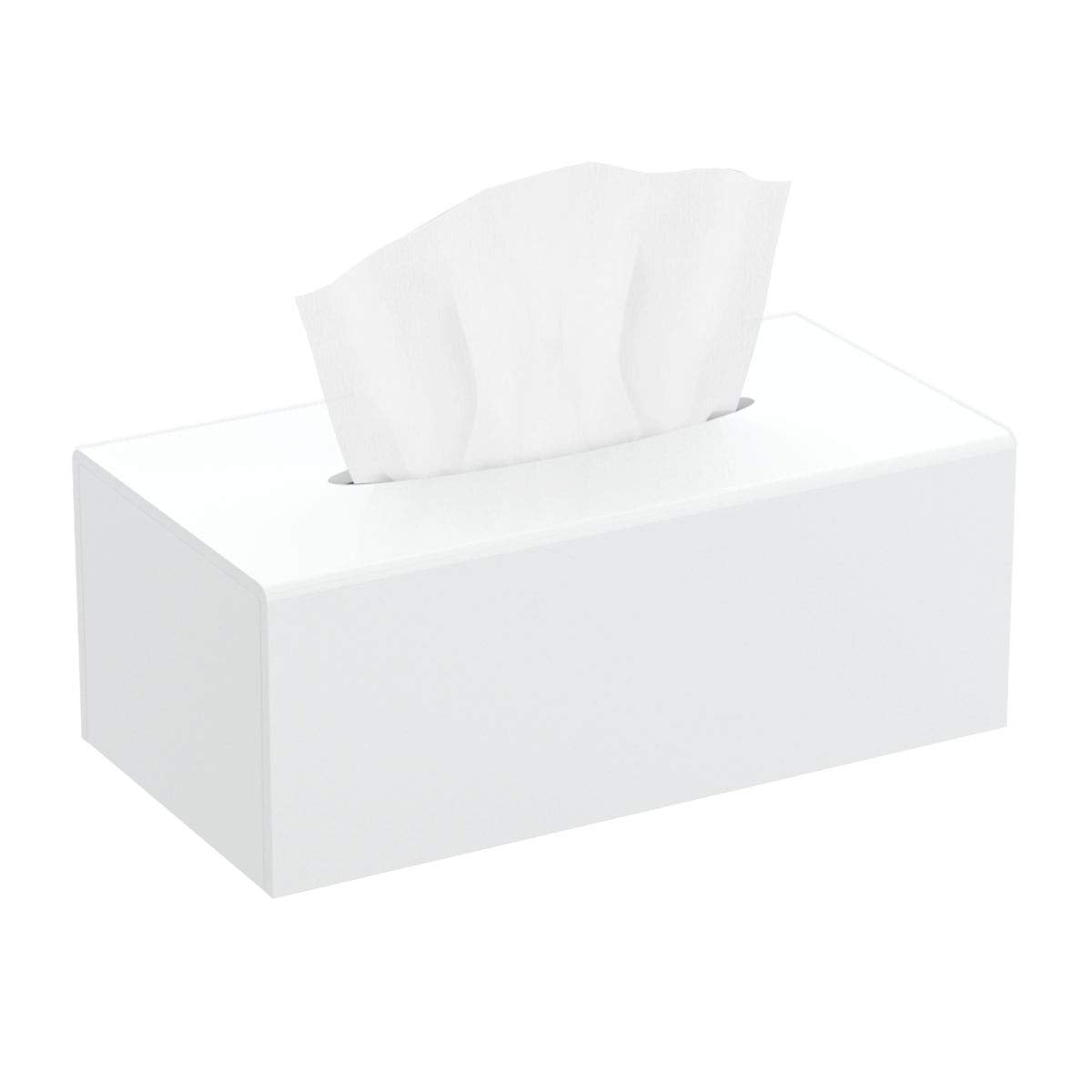HIIMIEI Tissue Box Cover, Acrylic Tissue Holder Napkin Dispenser for Home Office Restaurant Desk Decor, Black Square 5.4x5.4x5.4''