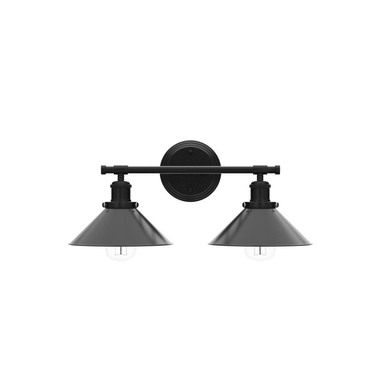 Black Bathroom Light Fixture 2-Light Matte Black Farmhouse Vanity Lights for Bathroom Light Fixtures, 20" Rustic Industrial Wall Sconce Vanity Lighting Fixtures over Mirror Kitchen Cabin Workshop Cafe