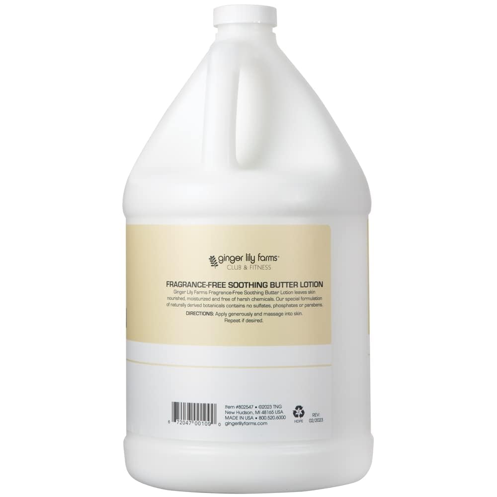 Ginger Lily Farms Club & Fitness Soothing Butter Lotion for Dry Skin, 100% Vegan & Cruelty-Free, Aloe Vera Scent, 1 Gallon (128 fl oz) Refill