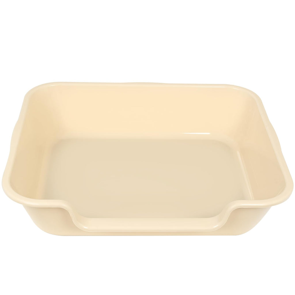 1 Pack of Extra Large Cat Litter Box (ABS Material), Low Entry Senior Litter Pen for Geriatric Kitty Big Cats, Jumbo Pet Safe Litter Boxes Tray for Pets Potty (Beach Sand, 20" L x 15.5" W)