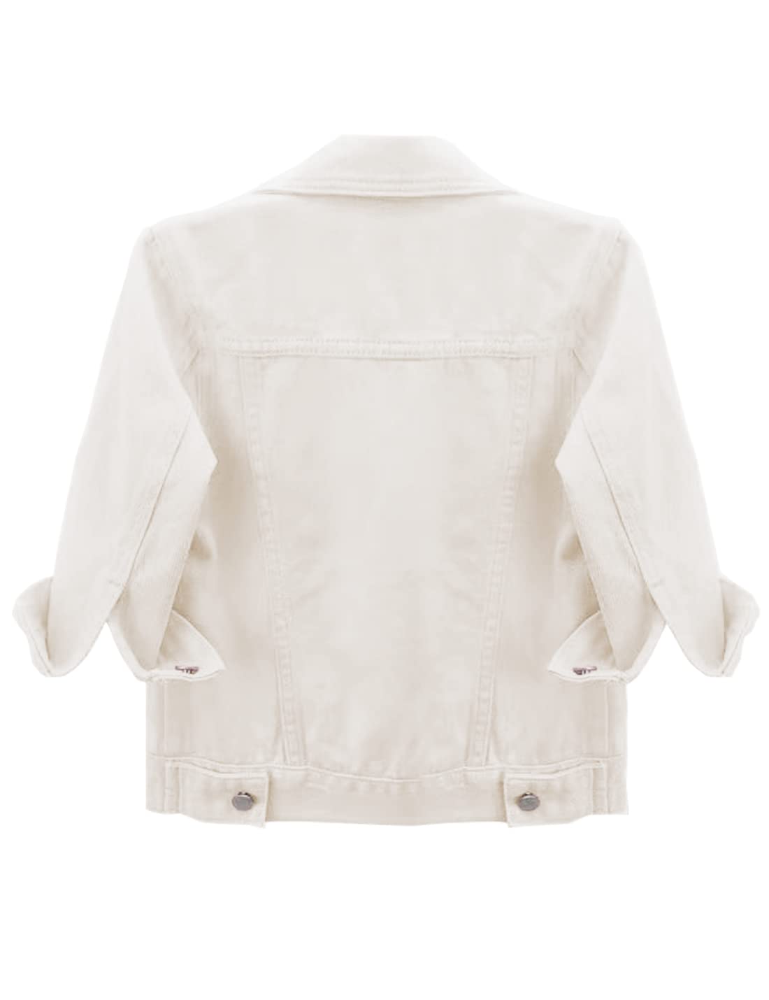 Locachy Womens 3/4 Sleeve Short Denim Jacket Lapel Button Down Cropped Trucker Jean Jackets Coats