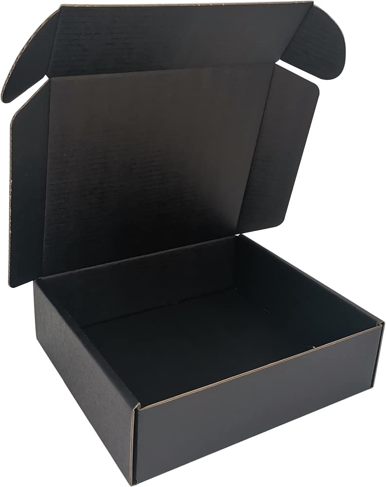 4x4x1'' Small Shipping Boxes 25 Pack, Corrugated Cardboard Mailers for Business, Black (CM441B25)