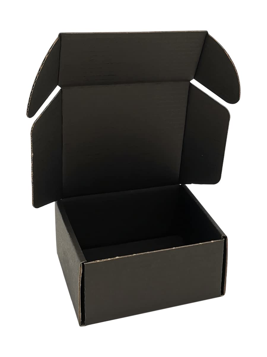 4x4x1'' Small Shipping Boxes 25 Pack, Corrugated Cardboard Mailers for Business, Black (CM441B25)