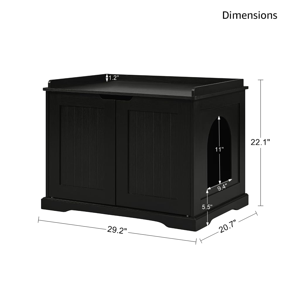 unipaws Extra Large Cat Litter Box Enclosure for Self-Cleaning & Automatic Litter Boxes, Tall Cabinet with Charging Station, Wooden Dog Proof Hidden Cat House for Top Entry Litter Box