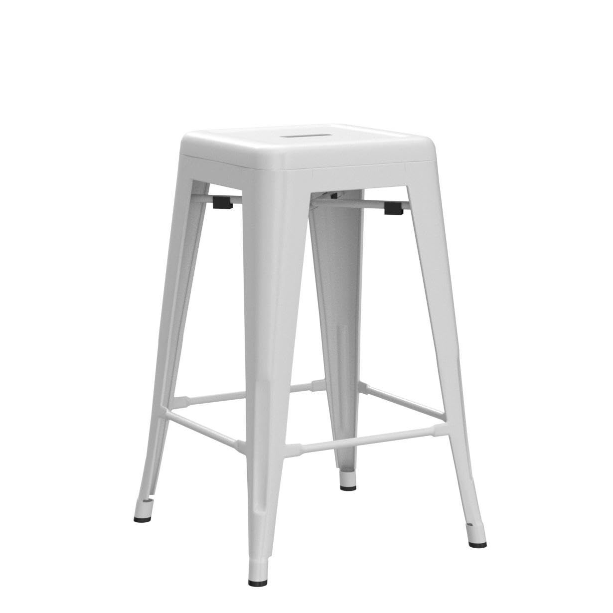 FDW Metal Bar Stools Set of 4 Counter Height Bar Stools 24 Inches Industrial Bar Chairs Patio Stool Stackable Backless Stool Indoor Outdoor Metal Kitchen Stools Bar Chairs (Black, 24")