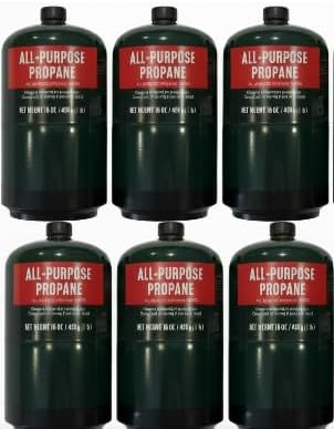 Propane Replacement Fuel Cylinders Camping- 16 Oz (6 Pack) Factory Pre-filled and Ready to Use