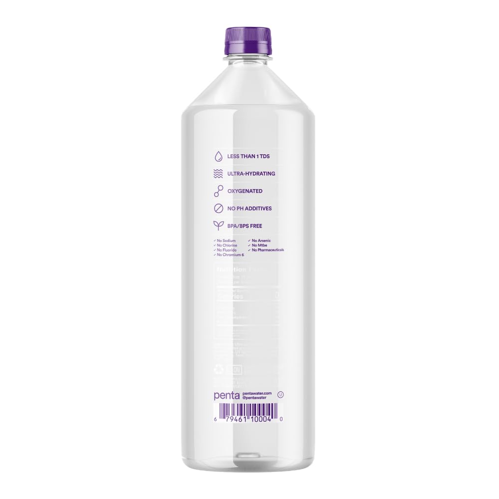Penta Ultra-Purified Water, Oxygen Infused Natural pH Hydration, Solar-Powered 13 Step Purification Process,16.9 Fl Oz (Pack of 24)