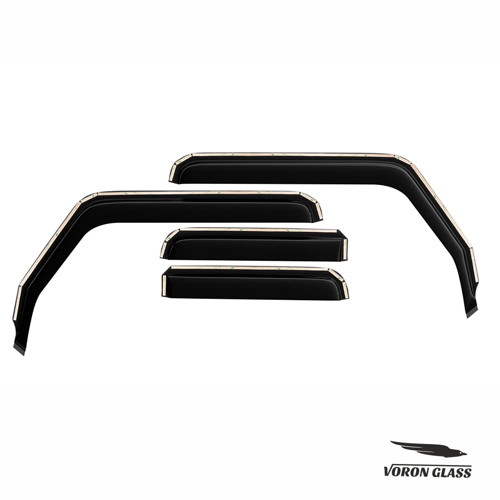 Voron Glass in-Channel Extra Durable Rain Guards for Trucks Chevrolet (Chevy) Silverado/GMC Sierra 2014-2018 Crew Cab, Window Deflectors, Vent Window Visors, 4 Pieces - 220009