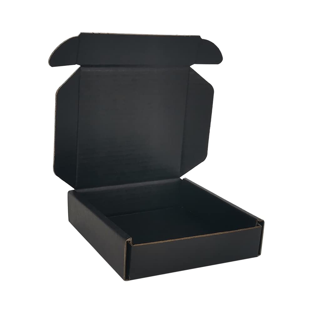 4x4x1'' Small Shipping Boxes 25 Pack, Corrugated Cardboard Mailers for Business, Black (CM441B25)