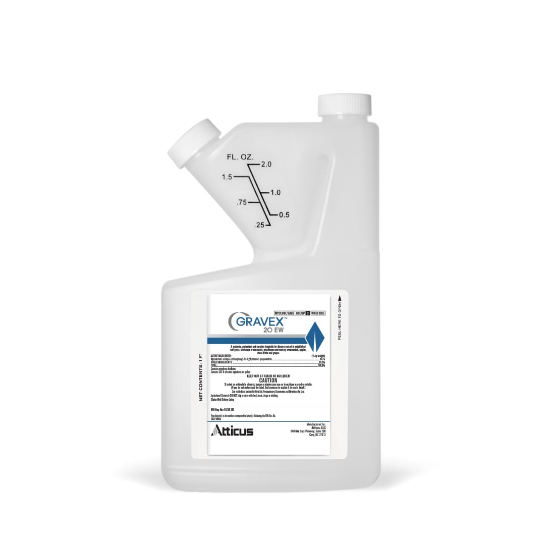 Atticus Gravex 20EW Fungicide (16 oz) - Myclobutanil 19.7% - Systemic Fungus Control for Lawns, Landscapes, & Greenhouses - Brown Patch, Anthracnose, Powdery Mildew, Scab, Rust, Red Thread, Black Spot