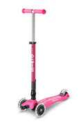 Micro Kickboard | Maxi Foldable LED Kids Scooter for Ages 5-12 | Children up to 110 lbs | 3 Wheel Lean-to-Steer Design | Adjustable T Bar | Smooth Ride, Motion Activated PU LED Wheels | Swiss Design