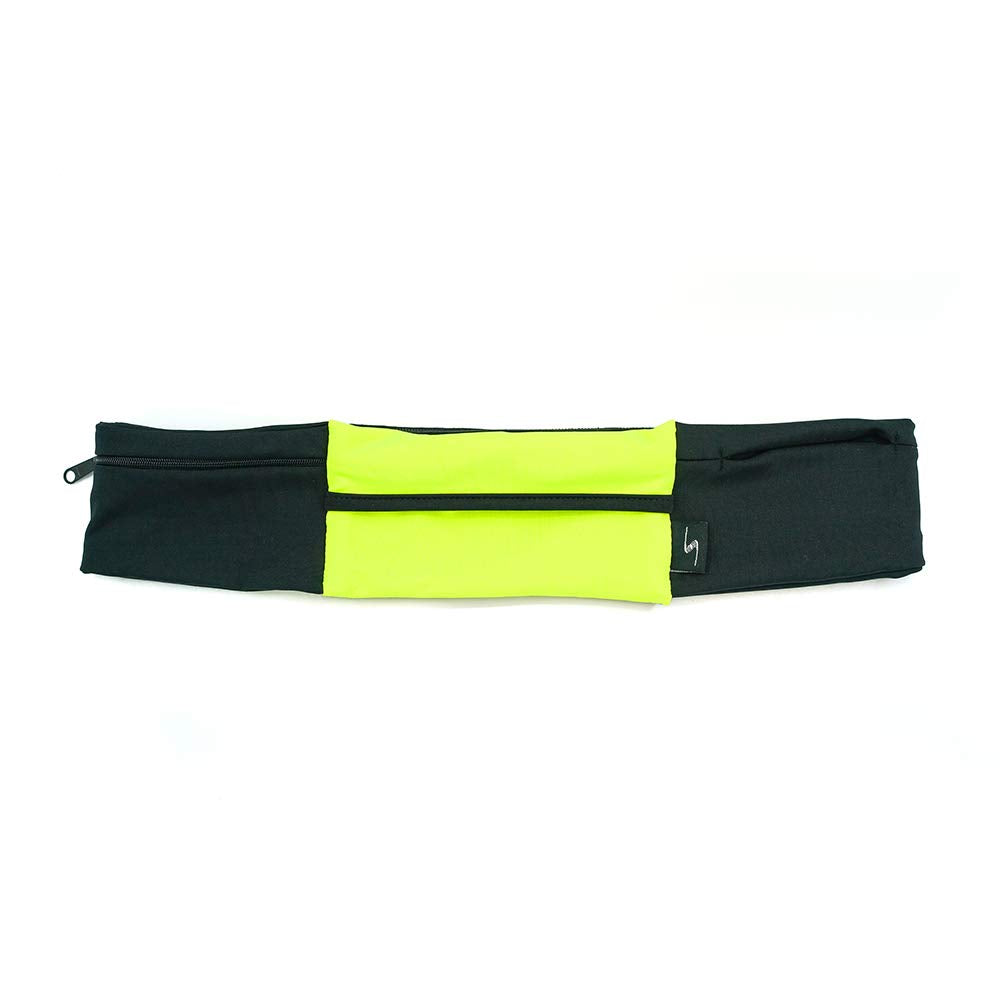 3 Pocket Adjustable Running Belt Waist Pack, Fanny Pack For Working Out With Sweat Resistant Backing, Holds All iPhone Models (Black/Black, X-Small)