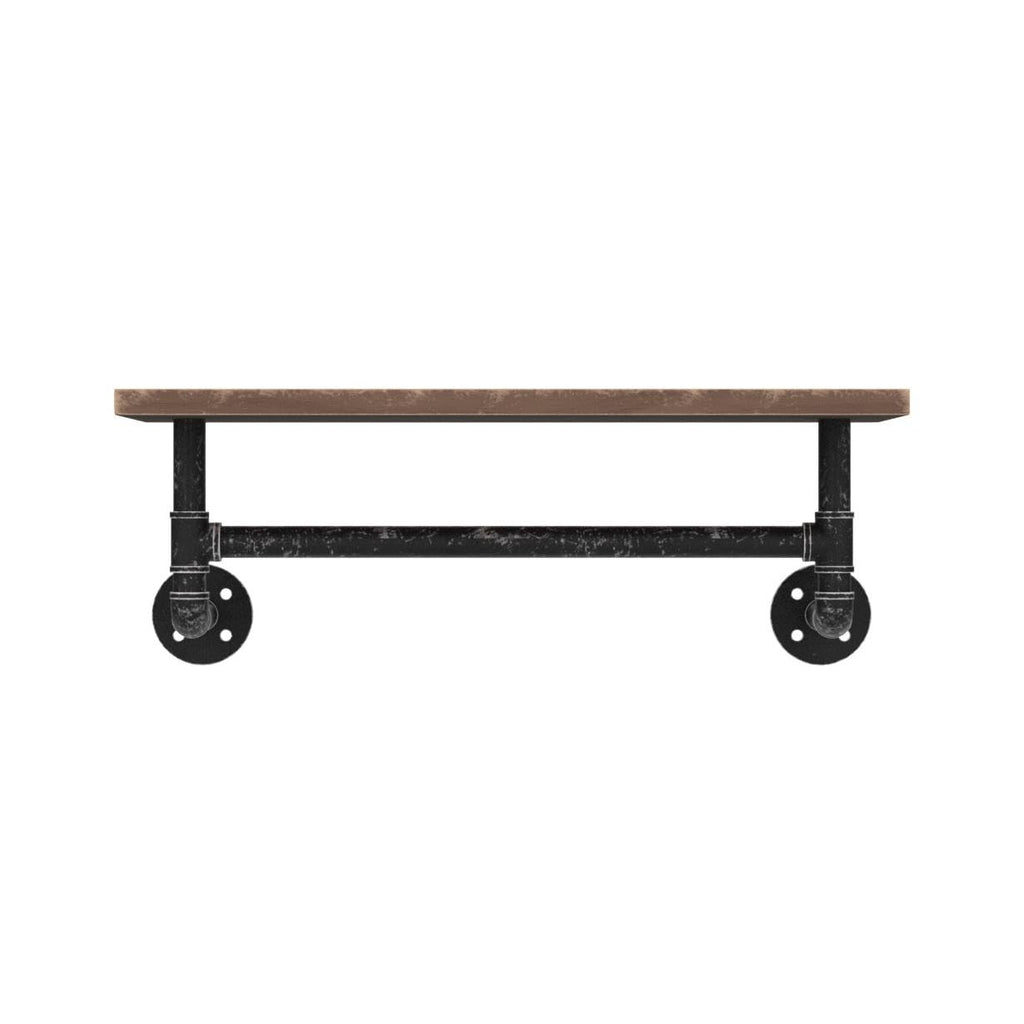 MBQQ Industrial Pipe Shelf Bathroom Shelves Wall Mounted,19.6in Rustic Wood Shelf with Towel Bar,1 Tier Farmhouse Towel Rack,Pipe Shelving Floating Shelves Towel Holder,Black & White