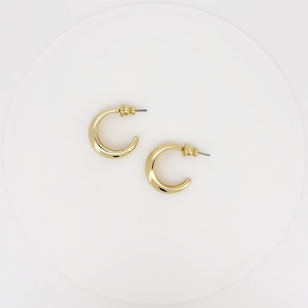 Obidos 14K Gold Plated Illusion Stud Earrings for Women | Triple Huggie Hoop Earrings for One Hole| Trendy Simple Hypoallergenic Fashion Accessories Gold Jewelry Gifts for Womens