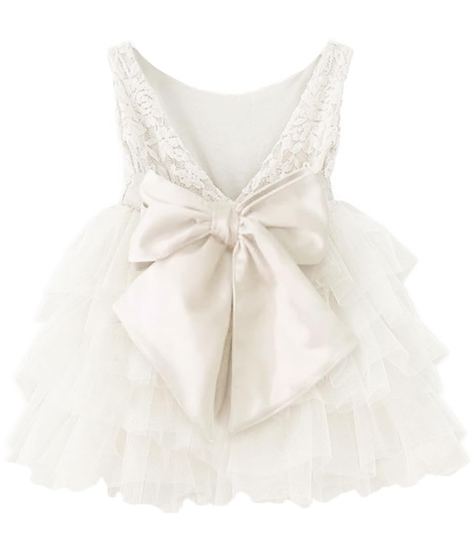 APRIL GIRL Flower Girl Dress, Lace Dress 3/4 Sleeve Dress