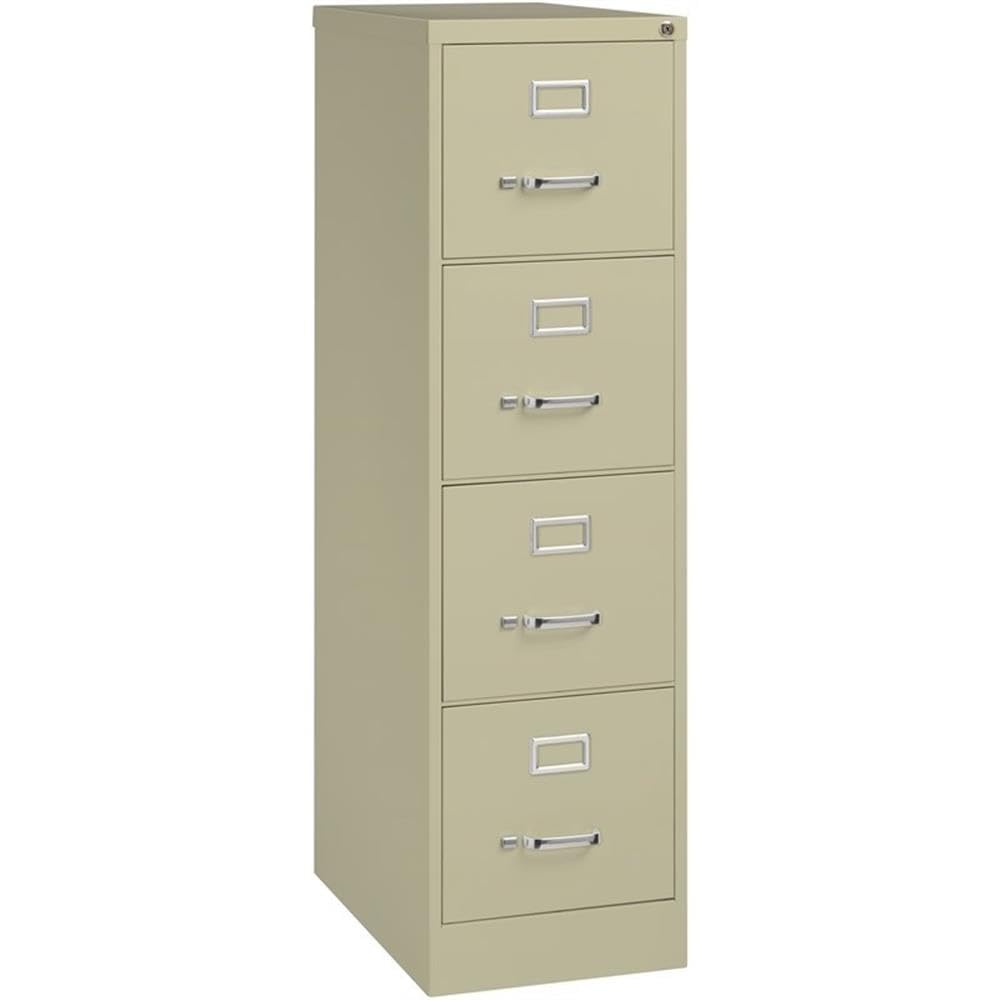 Pemberly Row 4 Drawers 52" Vertical Beige Metal Filing Cabinet Lockable Pre-Assembled Stationary Letter Size for Home, Office