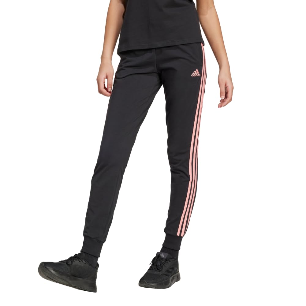 adidas Womens 3-Stripes Drawstring Sweatpants Training Casual - Black