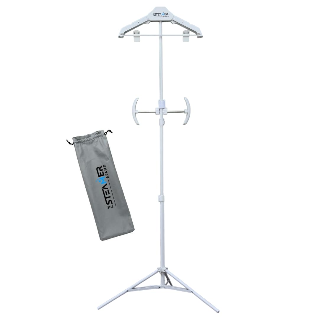 Deluxe | Adjustable Standing Garment Steaming Rack with Hanger | Fast, Foldable, Portable Clothes Steam Ironing Solution for Travel & Home