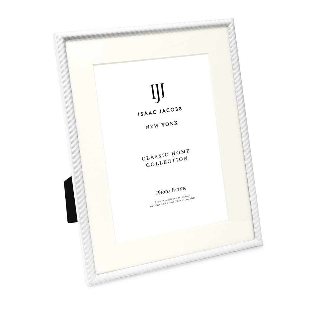 Isaac Jacobs 6x8 (Matted 4x6) Black Metal Rope Border Picture Frame, Horizontal & Vertical for Tabletop and Wall Display, Home Decor, Metal Frame (6x8 (Matted 4x6), Black)